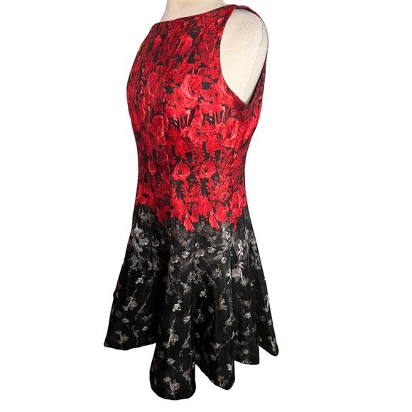 CB established 1962 size 12 fit n flare dress red black midi  party Fun - Picture 2 of 12